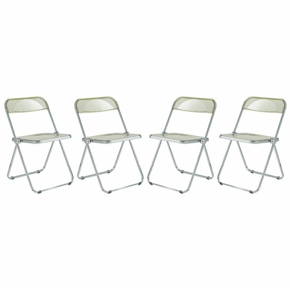 Kd Americana Lawrence Acrylic Folding Chair with Metal Frame, Amber, 4PK KD3581239